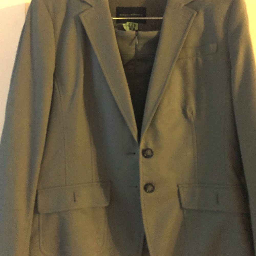 Two Button Gray Suit Jacket and High Waist Skirt 2